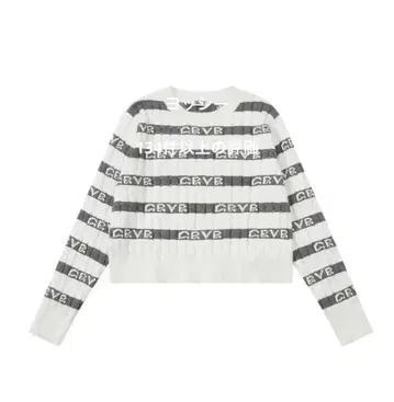 Grove 스트라이프 크롭 니트 스웨터 크루넥