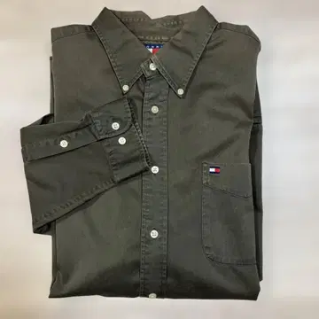 타미힐피거 버튼 다운 셔츠 무지 카키 XL