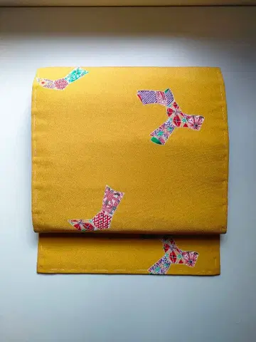 나고야 오비 홍형 크레이프 원단