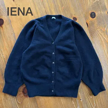 IENA 비쥬 버튼 가디건 울 100% 네이비