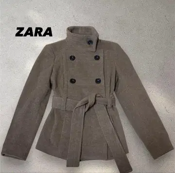 새상품급 ZARA 더블 브레스트 숏 기장 코트 벨트 포함 A 라인 울