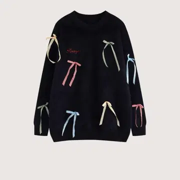 Colorful Ribbon Deco Sweater