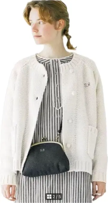 사만사 모스모스 35th SA 자수 브리티시 울 가디건 오프