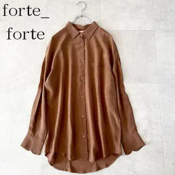 새상품급 포르테포르테 실크 100% 오버 사이즈 긴팔 셔츠 0 브라운