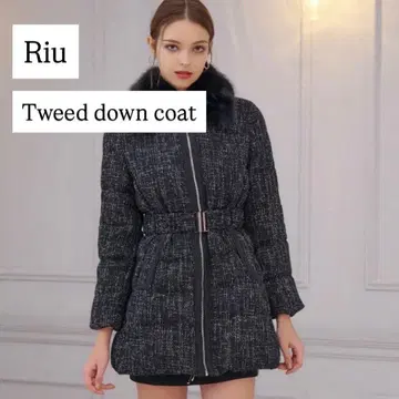 [ Riu ] Riu 트위드 다운 코트 블랙