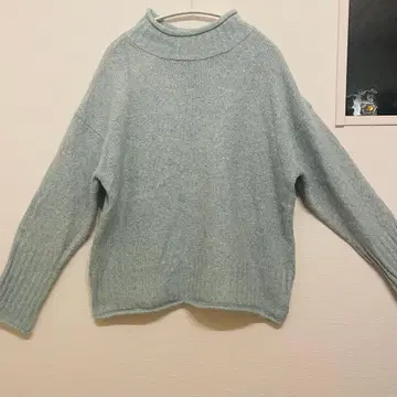 SM2 레어 색상 민트 블루 색상 니트 모크넥 루즈핏 프리 사이즈