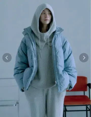 ungrid 후드 콤비 멜란지 루즈 니트