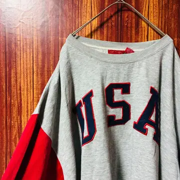 USA 로고 맨투맨 구제 의류 멀티 컬러 암 빅 사이즈