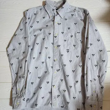 BEAMS 미키마우스 스트라이프 긴팔 셔츠 M