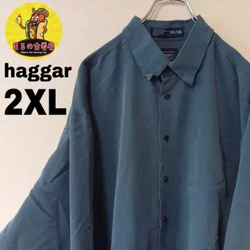 USA 구제 의류 haggar 긴팔 버튼 셔츠 2XL 스모크 블루