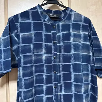 네이비 체크 무늬 반팔 셔츠 원피스