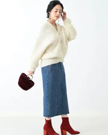 [ 미사용 새상품 ] Ray BEAMS 데님 롱 스커트