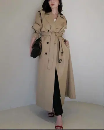 anuans 비건 가죽 트리밍 2WAY 트렌치코트