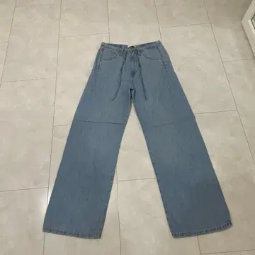 ZARA 라이트 블루 와이드 레그 데님 팬츠 드로우 스트링