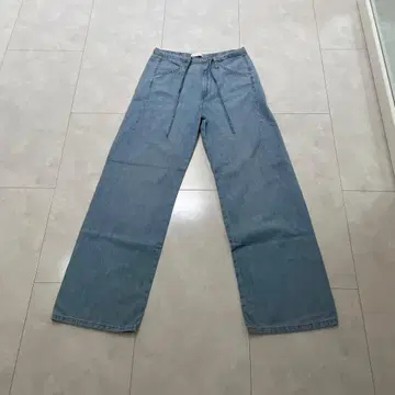 ZARA 라이트 블루 와이드 레그 데님 팬츠 드로우 스트링