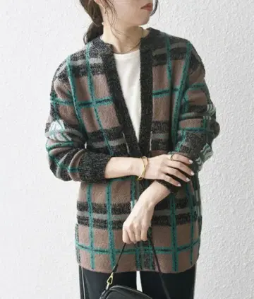 SHIPS any 체크 자카드 스키퍼 깊은 V넥 니트