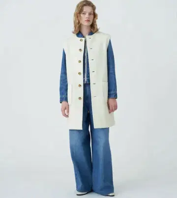 MACPHEE 맥피 시프 파일 크루넥 베스트 화이트