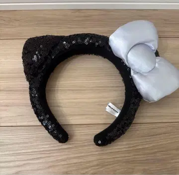 고양이 귀 머리띠 실버 리본 포함