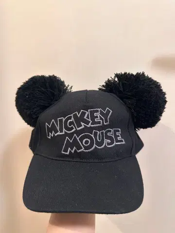미키마우스 블랙 폼폼 캡