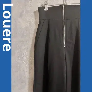 Louere 프론트 지퍼 턱 팬츠 블랙 하이웨스트 지퍼 포함