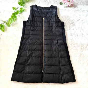 Ranan 다운 베스트 롱 베스트 블랙 경량 노카라 방한 XL 사이즈