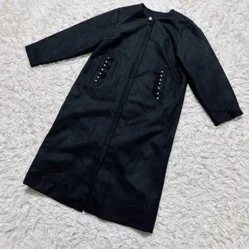 [ c6719 ] 새상품급 롱 코트 블랙 프릴 비쥬