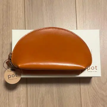 [pot] 도치기 가죽 파우치 레드 브라운