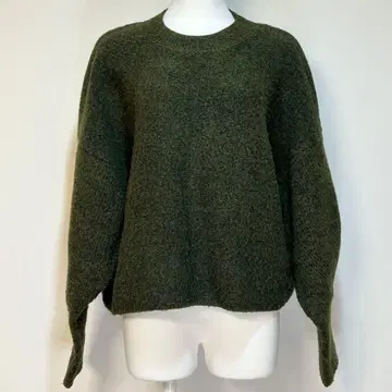 지나시스 모헤어 혼방 루즈 니트 드롭 숄더 F 깊은 카키 루즈핏