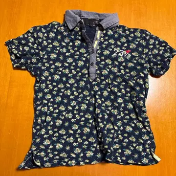 23구 골프 꽃무늬 네이비 피케 셔츠