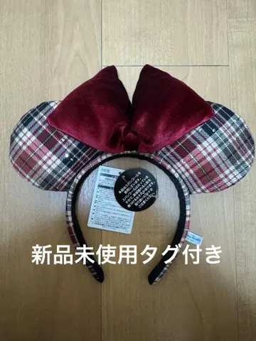 디즈니 머리띠 빨간색 체크 [ 미사용 새상품 ]