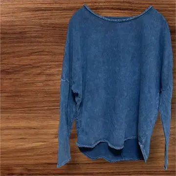 데님 상의 블루 라운드넥 긴팔 M