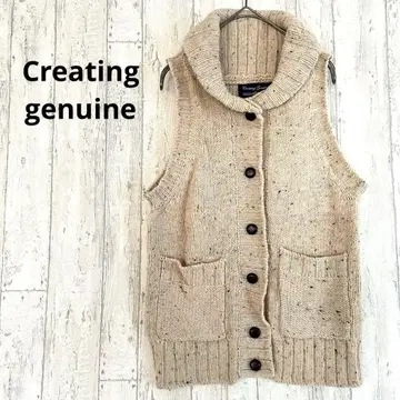 creating genuine 니트 베스트 [ M ] 숄카라 베이지