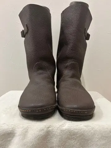 koos 브라운 주름 가공 스트랩 롱 부츠 24~25cm