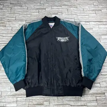 90s NFL 이글스 충전솜 바시티 자켓 자수 디자인 블랙 그린