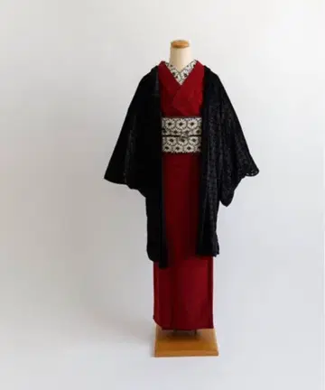 키모노 모던 벨로아 레이스 거품 겉옷 서클 레이스 롱 기장