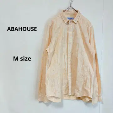 ABAHOUSE 아바하우스 올 패턴 코튼 셔츠 M 스트라이프 오렌지 긴팔