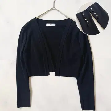 새상품급 르네 가디건 볼레로 블랙 36 S 소매 비쥬 펄