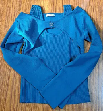 MURUA 리브 편직 긴팔 상의 파랑