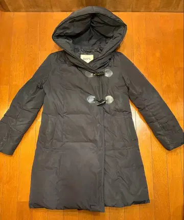 ROPE 후드 부착 매트 블랙 긴팔 다운 코트