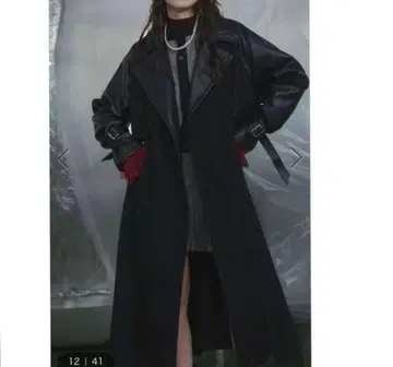 HARE 인조 가죽 배색 트렌치코트