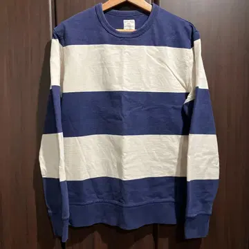 MERONA 보더 맨투맨 블루 화이트