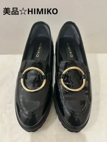 새상품급 HIMIKO 블랙 로퍼 골드링 모티브