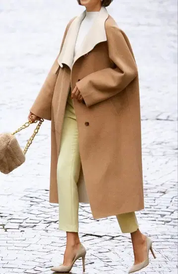 캐시미어 울 리버 코트 카멜