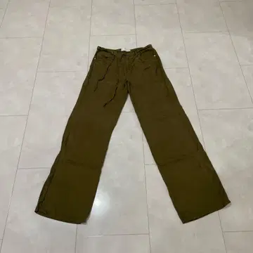 ZARA 올리브 와이드 레그 팬츠 드로우 스트링