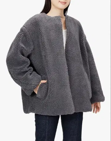 미라 오웬 노카라 스티치 디자인 보아 자켓