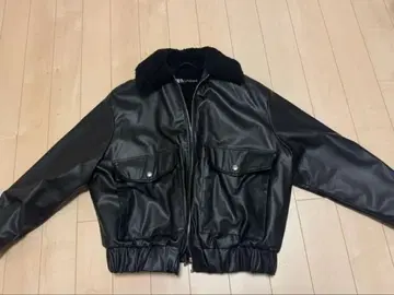 ZARA 퍼 트리밍 블랙 가죽 자켓