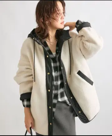 rive droite 아우터 후드 보아 코트