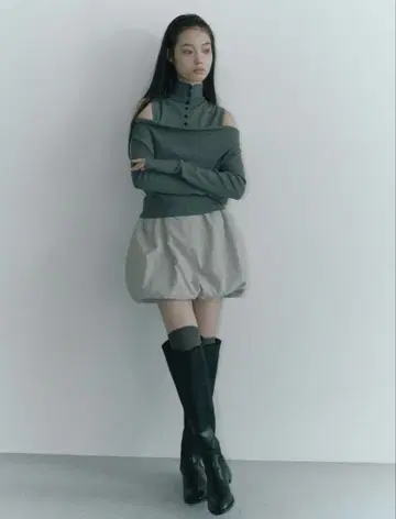 미사용 새상품 hiand 3way 레이어드 오프숄더 니트 그레이