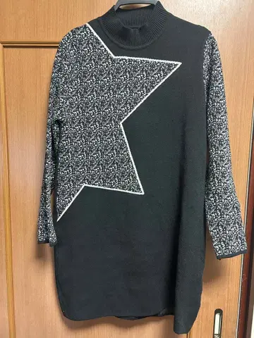 별 무늬 터틀넥 니트 롱 니트