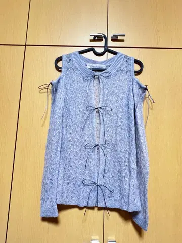 HONEY MI HONEY 시어 모헤어 리본 상의